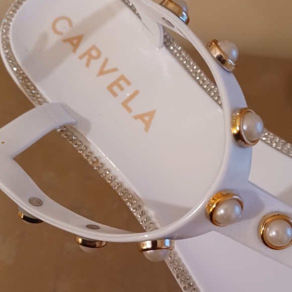 Carvela Kurt Geiger Pearl Jeweled & Rhinestones Flip Flop Sandals Size EU 40 - Picture 13 of 14